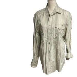 Lucky Brand Western Sportswear Long Sleeve Striped Snap Down Shirt Size L EUC